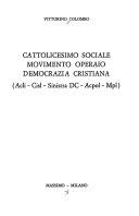 Copertina  Cattolicesimo sociale, movimento operaio, Democrazia cristiana